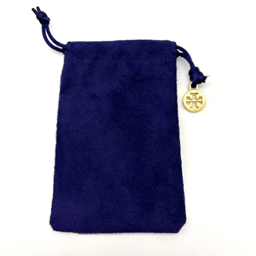 Tory Burch Purple Velvet Jewelry Pouch Drawstring Logo Charm Dust Bag 3x5"